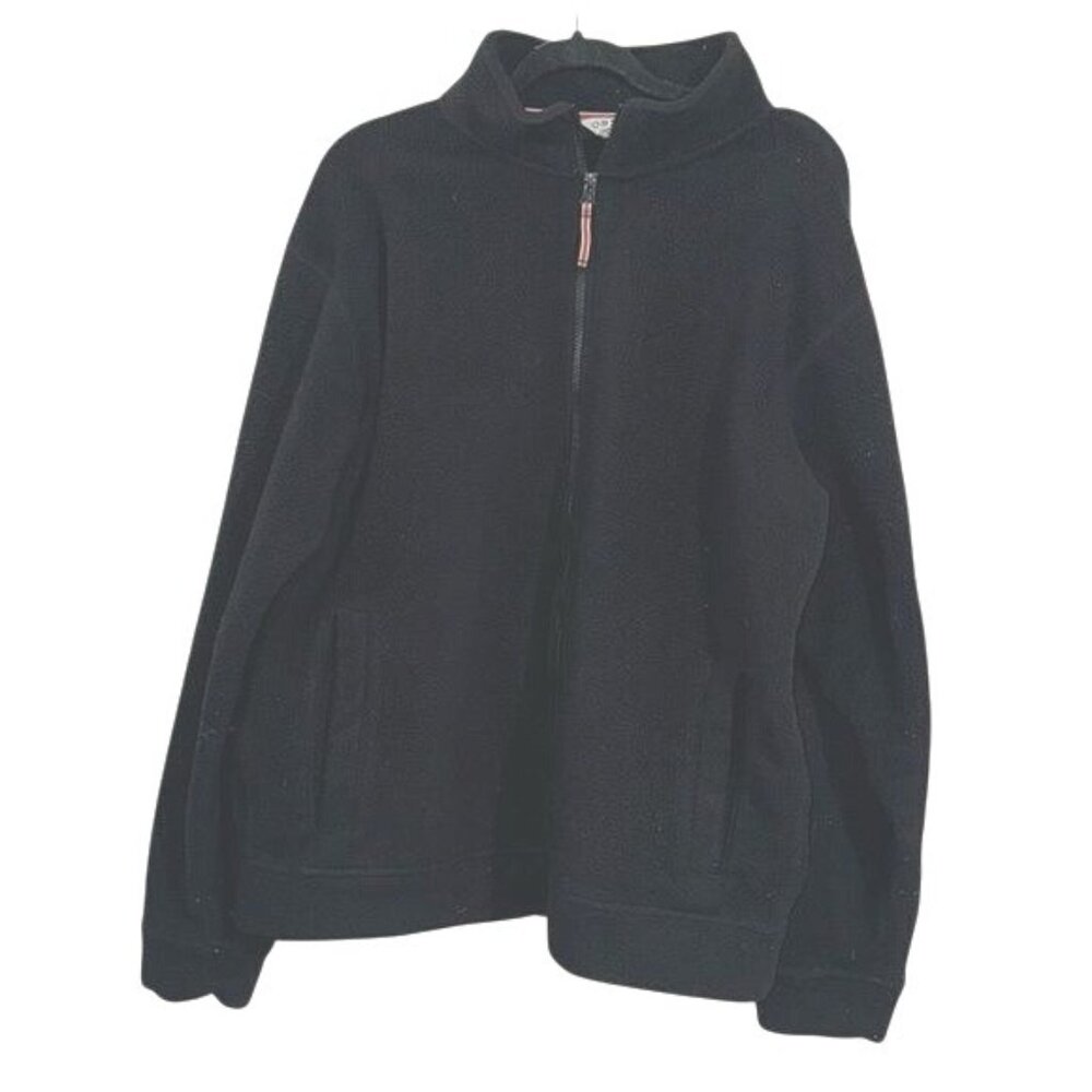 Orvis Mens Black Fleece Jacket Large Full-Zip Stand Collar